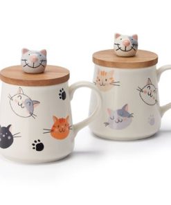 Tazza Gatto Coperchio Legno